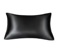 Funda Almohada Seda Pure Solid Silky Satin Skin Care Pillowcase Hair Anti Pillow Case Queen King Full Size Pillow Cover(Black,King(51x92 cm))