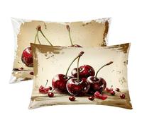 Funda Almohada Seda Retro, Juego de 2 Funda Almohada 70x40, Silk Pillowcase para el Cabello y la Piel, Suave Fundas Almohadas Seda con Cremallera, Silk Pillowcase para Regalo Mujer (Cereza) -1660