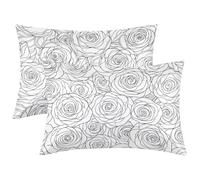 Funda Almohada Seda Rosas, Juego de 2 Funda Almohada 50x70, Silk Pillowcase para el Cabello y la Piel, Suave Fundas Almohadas Seda con Cremallera, Silk Pillowcase para Regalo Mujer (Blanco) -1680