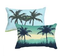 Funda Almohada Turquesa Fundas para Cojines Paisaje Cojines Sofa Funda de Almohada 50x80cm Cushion Covers Lino con Cremallera Oculta Fácil de Limpiar Adecuado para Uso Diario C0C864