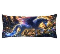 Funda Almohada Unicornio 55 x 160cm Funda Cojin Azul Protector Almohada Cervicales y Cuello, Fundas Cojines Cama Decorativos Fundas Cojin Embarazada Larga Cojines, para Almohadas de Verano Kl-128