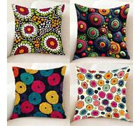 Funda Almohada Vistoso Funda de Almohada 75x75 cm Juego de 4, Suave Microfibra Pillow Case GráFicos Cushion Covers Doble Cara Impresión con Cremallera Invisible para Decoracion Hogar -bby250110A