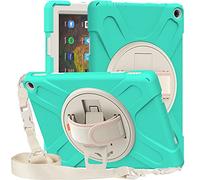 Funda Amazon Fire HD 10 2021 & Amazon Fire HD 10 Plus 2021, Híbrido Tres Capas Funda Carcasa Protector con Correa de Bandolera/Correa de Mano, 360 Rotación Kickstand para Amazon Fire HD 10 2021