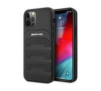Funda AMG AMHCP12LGSEBK Piel Líneas en Relieve Negro - iPhone 12 Pro Max