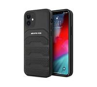 Funda AMG iPhone 12 Mini, Negro - Piel Líneas en Relieve