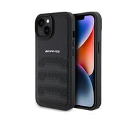 Funda AMG iPhone 15, negra - líneas de piel en relieve