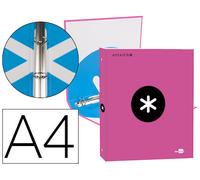 Funda Antartik A4 Rayado 4 Anillas 25 mm Redonda Color Rosa