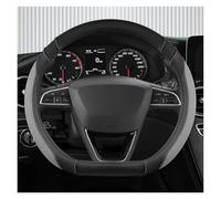 Funda Antideslizante Cubiertas para Volante Coche 38cm Seda Helada + Cuero para Asiento para Tarraco para Toledo para Arona para Leon Accesorios(Grey D)