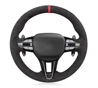 Funda Antideslizante de Cuero de Gamuza Negra Trenzada para Volante de Coche Hyundai Veloster N 2019-2021 I30 2018 2019 2020 Funda de Volante Hilo Negro (Hilo Naranja)