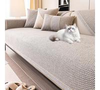Funda Antideslizante Lavable para Sofá De Mascotas, Protector Universal De Algodón Y Lino para Sofás Seccionales En Forma De Lu De 1 A 4 Plazas, Protector Inferior De Silicona. Grey 90x180cm