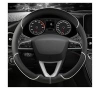 Funda Antideslizante Protector para Volante Coche Cuero Microfibra Antideslizante 38cm para Seat para Leon para Arosa para Exeo ST para FR(White O Shape)