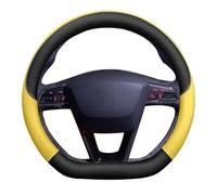 Funda Antideslizante Volante Funda Antideslizante Gamuza Volante Coche para Seat para León para Cupra R para León ST FR(Round Yellow)