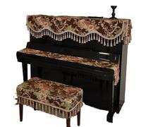 Funda Antipolvo Para Piano Funda de piano chenilla jacquard con borlas y cuentas, funda protectora for estampado floral vintage, for taburete, toalla tela(Color 02,Bench 76x36cm)