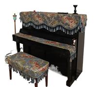 Funda Antipolvo Para Piano Funda de piano chenilla jacquard con borlas y cuentas, funda protectora for estampado floral vintage, for taburete, toalla tela(Color 03,Bench 76x36cm)