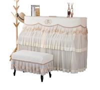 Funda Antipolvo Para Piano Juegos de fundas piano vertical con encaje Funda protectora general contra el polvo Fundas for asientos taburetes Decoración del hogar(03,Piano - Double Stool)