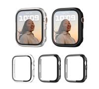 Funda Apple Watch Series 7 41MM, 3 Piezas Haojavo Protector Apple Watch 7 Case PC Duro y Cristal Templado HD delgado 2 en 1 alrededor protector para iwatch 7 41mm Accesorios 2 Negro+1 Claro