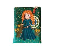 Funda artesanal grande para libros y tablets de Las Princesas Clásicas Chibi + marcapáginas regalo, algodón ecológico, acolchada y con cremallera. Regalo ideal para adolescentes (MÉRIDA)