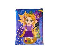 Funda artesanal grande para libros y tablets de Las Princesas Clásicas Chibi + marcapáginas regalo, algodón ecológico, acolchada y con cremallera. Regalo ideal para adolescentes (RAPUNZEL)