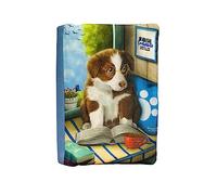 Funda artesanal mediana de solapa para libros de Cachorrito Lector + marcapáginas de regalo, funda de algodón ecológico, acolchada. Regalo ideal para adolescentes