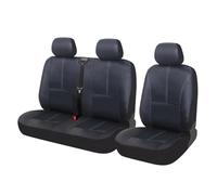 Funda Asiento Coch Fundas universales de piel sintética para asientos de coche 2+1, elegantes, color negro, instalación sencilla en interiores de coche. Protector Asiento Coche