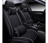 Funda Asiento Coche Cuero Pu 5 Asientos Para Kia Para Sportage Para Ceed Para Rio Para Niro Para Stinger Para Optima Para Soul Forte Protectoras Asiento(Black white have pillow)