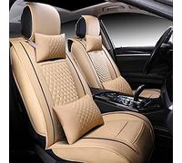 Funda Asiento Coche Cuero Pu 5 Asientos Para Kia Para Sportage Para Ceed Para Rio Para Niro Para Stinger Para Optima Para Soul Forte Protectoras Asiento(Beige have pillow)