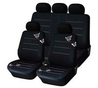 Funda Asiento Coche,Fundas Asientos Coche Asiento de coche de la mariposa bordada cobertura universal compatible La mayoría de asientos de vehículos cubiertas del asiento Accesorios interior negro(Ful