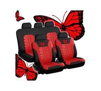 funda asientos coche accesorios coche Juego completo de fundas para asientos de coche, universales, con estampado de mariposas, fundas para asientos de camiones, furgonetas y SUV(Red (5 seat))