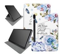 Funda azul bíblica para Samsung Galaxy Tab S7 (2020)/S8 Tablet (2022) de 11 pulgadas, soporte plegable giratorio de 360 grados, múltiples ángulos de visión, con apagado y encendido automático