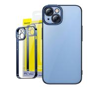 Baseus Carcasa Transparente con Purpurina y Cristal Templado para iPhone 14 Plus (Azul)