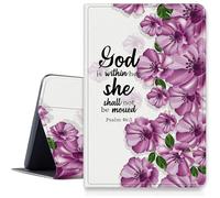 Funda Biblia con diseño de flores moradas para iPad Air de 3ª generación 2019/iPad Pro de 10.5 pulgadas 2017, a prueba de golpes, de piel sintética, plegable, ajustable, con apagado y encendido