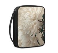 Funda Biblia Crisantemo Beige Funda Libros Lectura para Mujer Hombres Multifuncional Durable Poliéster de Lona con Asa y Cremallera para Biblia de Tamaño Estándar (27.5x22.5x5.5 cm)
