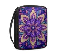 Funda Biblia Flores Púrpuras Elegantes Funda Libros Lectura para Mujer Hombres Multifuncional Durable Poliéster de Lona con Asa y Cremallera para Biblia de Tamaño Estándar (27.5x22.5x5.5 cm)