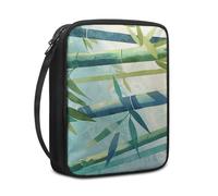 Funda Biblia Hoja Verde Bambú Funda Libros Lectura para Mujer Hombres Multifuncional Durable Poliéster de Lona con Asa y Cremallera para Biblia de Tamaño Estándar (27.5x22.5x5.5 cm)