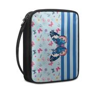Funda Biblia Mariposa Azul Rosa Funda Libros Lectura para Mujer Hombres Multifuncional Durable Poliéster de Lona con Asa y Cremallera para Biblia de Tamaño Estándar (27.5x22.5x5.5 cm)