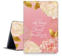 Funda bíblica de flores rosas para iPad Pro de 11 pulgadas (modelo 2024, 5ª generación), a prueba de golpes, funda plegable de piel sintética con soporte ajustable y apagado automático para iPad Pro