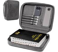 Funda bíblica para mujeres y hombres, funda de cuero vegano impermeable con asa, bolsillos organizadores y ranuras para bolígrafos, se adapta a Biblias de hasta 25 x 19 x 2.5 pulgadas (10 x 7.5 x 2.5
