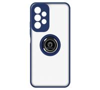 Funda bimaterial para Samsung Galaxy A13 4G con anillo metálico portavideos Azul