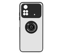 Funda bimaterial para Xiaomi Poco M4 Pro con anillo metálico portavideos - Negro