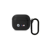 Funda BMW de piel curvada para AirPods 3, color negro.