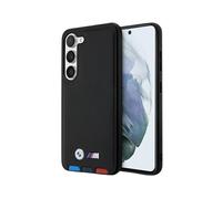 Funda BMW Galaxy S23 BMHCS23S22PTDK, negra - Estampado de cuero tricolor