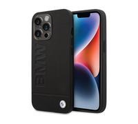 Funda BMW iPhone 14 Pro Max, Negro - Cuero Hot Stamp MagSafe
