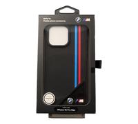 Funda BMW M Meshed Tricolor Stripes con MagSafe para iPhone 16 Pro Max 6.9" Negro