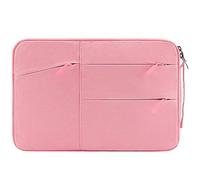 Funda-Bolso de portátil de Tejido Oxford con Forro de Felpa y múltiples Bolsillos，36×24×1.5cm，Compatible with MacBook Air 13/XPS 13/Yoga Slim 7 13-13.4 Inch Laptops & Tablets，Pink