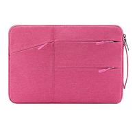 Funda-Bolso de portátil de Tejido Oxford con Forro de Felpa y múltiples Bolsillos，36×24×1.5cm，Compatible with MacBook Air 13/XPS 13/Yoga Slim 7 13-13.4 Inch Laptops & Tablets，Rosa
