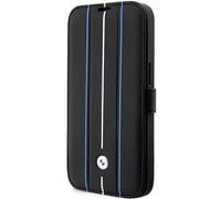 Funda Bookcase Para iPhone 14 Pro BMW De Cuero Verdadero Negra Plegable