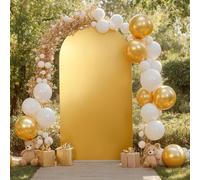 Funda brillante para arco de fondo - Seda lechosa dorada elástica con cremallera - Decoración para bodas, cumpleaños y banquetes - Uso profesional y fácil - 1.2m ancho x 2.2m alto, sin soporte, Dorado