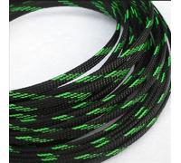 Funda Cables Electricos Cable Trenzado expandible con Fundas Planas de Piel Serpiente 3,0 mm, 4, 6, 8, 10, 12 y 16(Black Green,16MM,20 Meters)