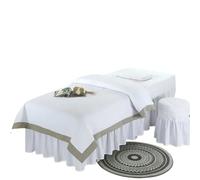 Funda Camilla Masaje Juego de ropa de cama for salón de belleza, sábanas de Spa for masaje de estilo Simple, colcha con agujero, funda de almohada, juego de funda nórdica, 4 Uds.(WHITE,80x190cm)