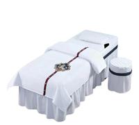 Funda Camilla Masaje Juego de Ropa de Cama for salón de Belleza, sábanas Gruesas for SPA y Masaje, Funda de Almohada y edredón, 4 Uds.(White,180x60)